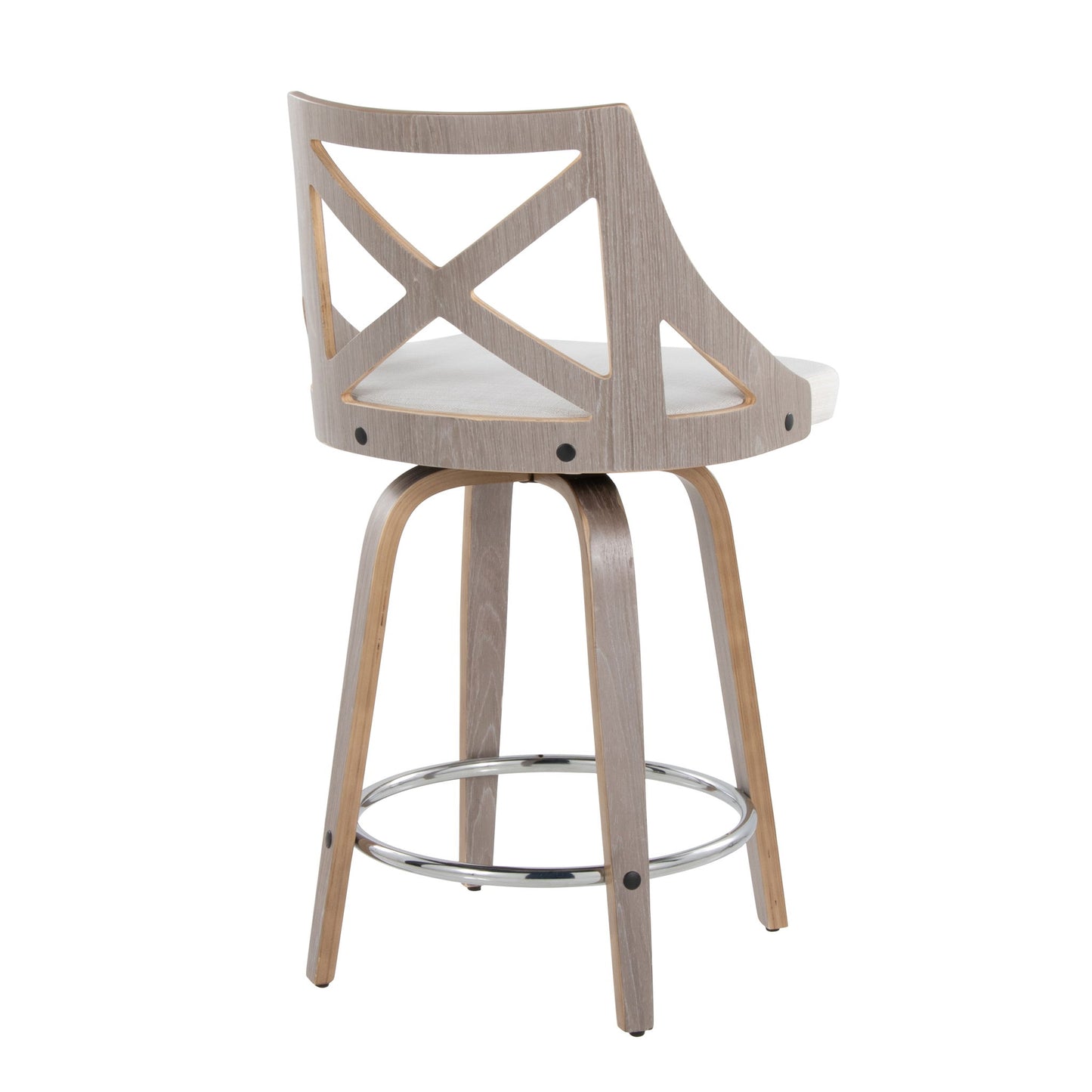 Charlotte - Farmhouse Fixed Height Counter Stool & Swivel With Round Footrest (Set of 2) Lumi Source