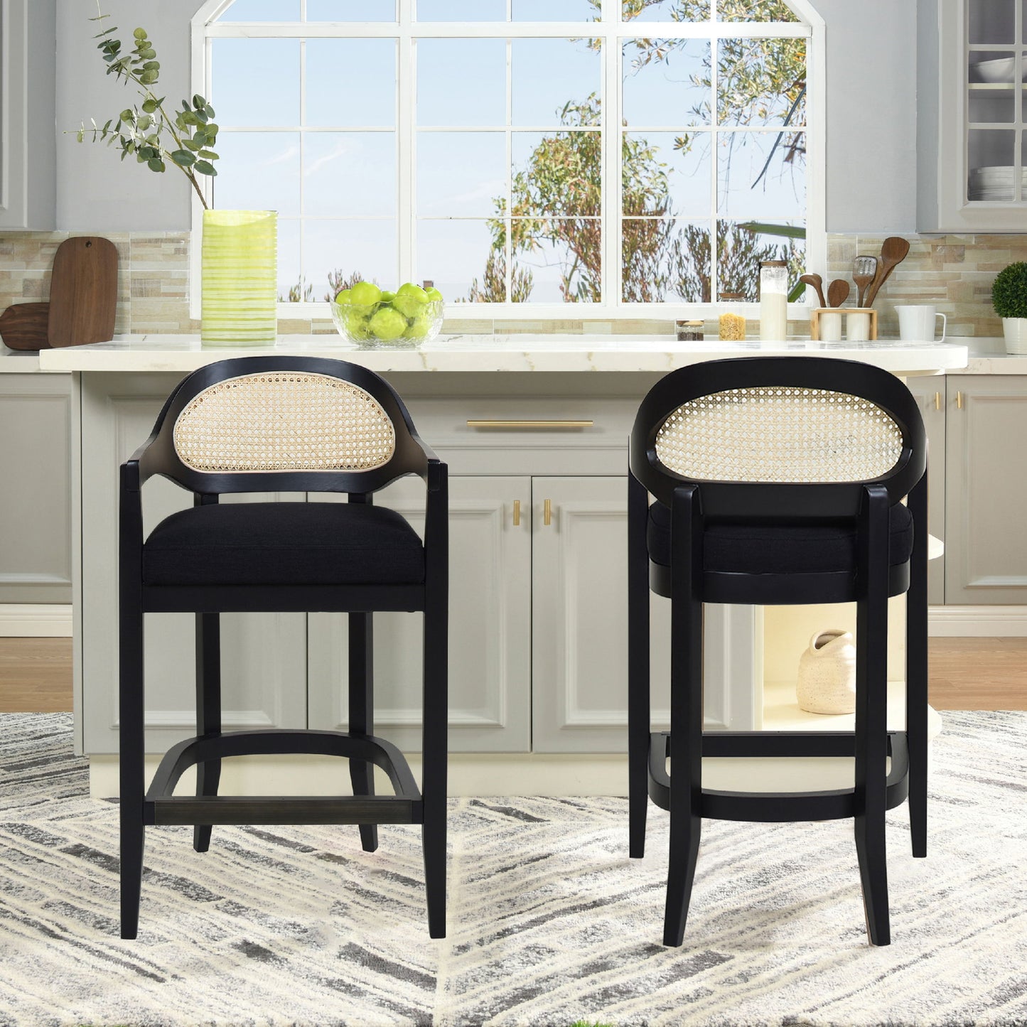 Americana - Mid-Century Modern Cane Back Counter Stool Jennifer Taylor Home