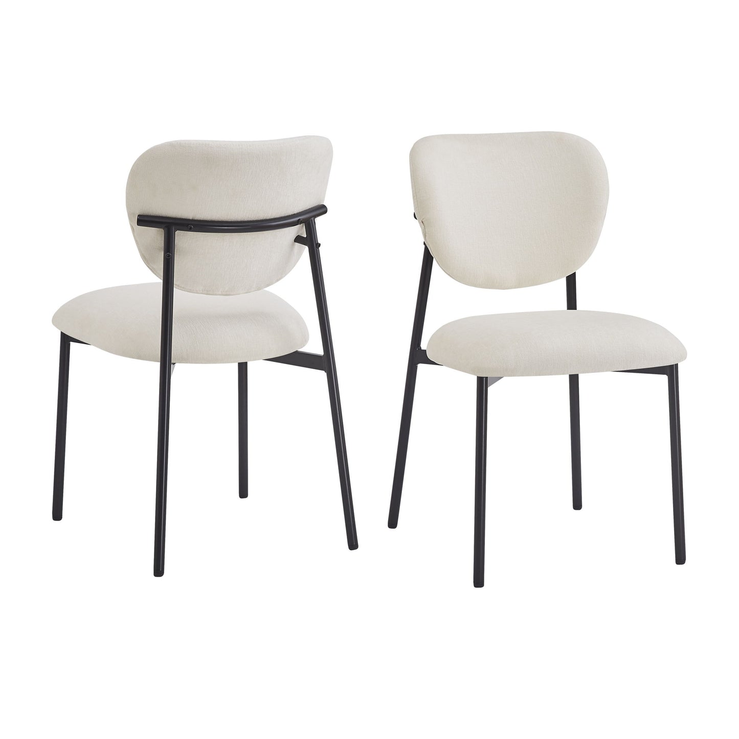 Modern Upholstered Dining Chairs With Metal Legs (Set of 2) - Beige Noble House