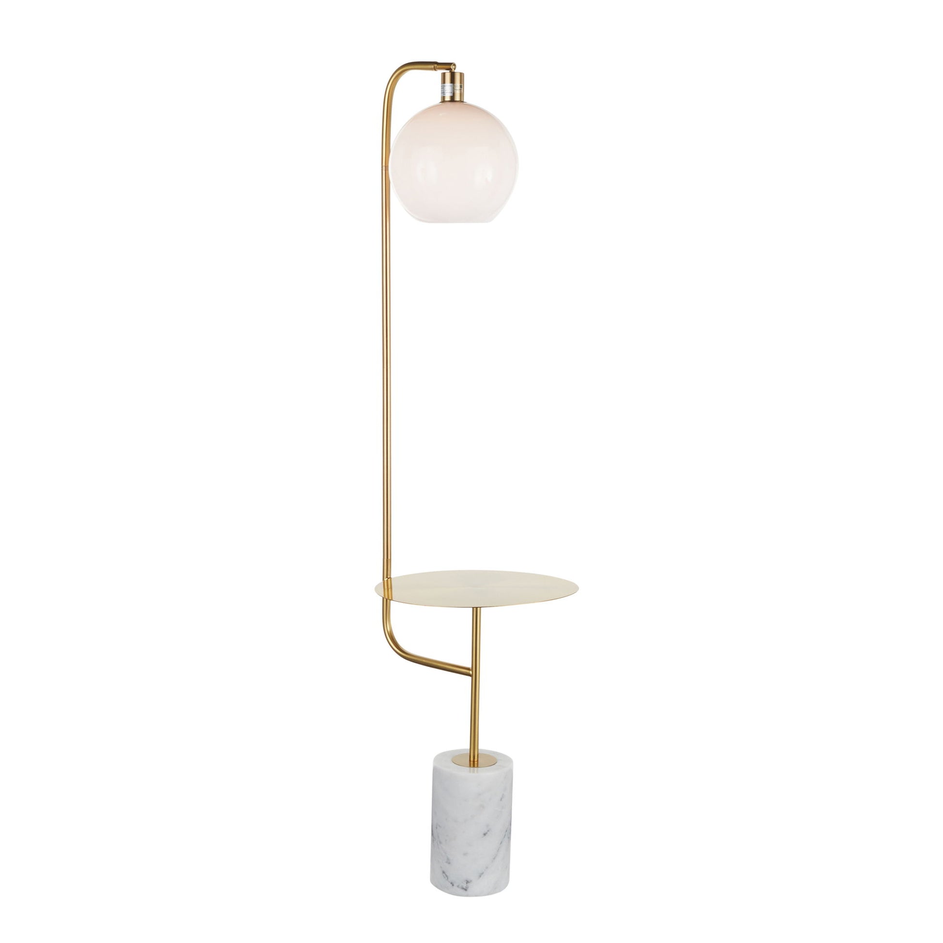 Symbol - Contemporary / Glam Floor Lamp Side Table - White Marble Lumi Source