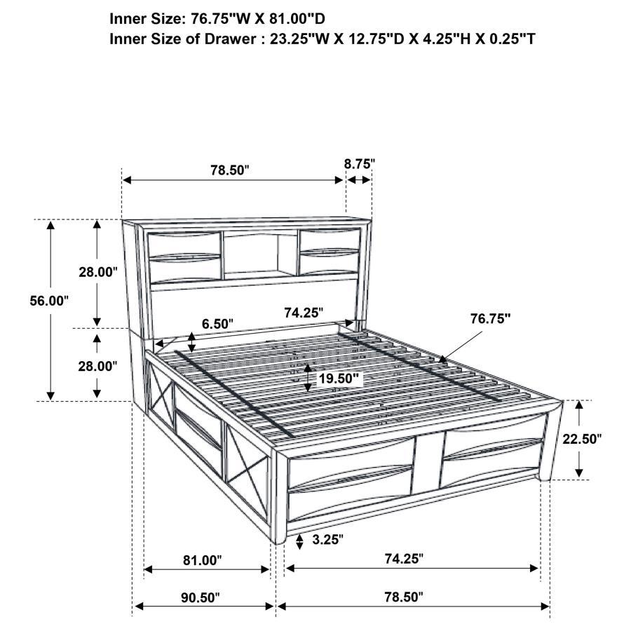 Briana - Wood Storage Bookcase Bed CoasterEssence