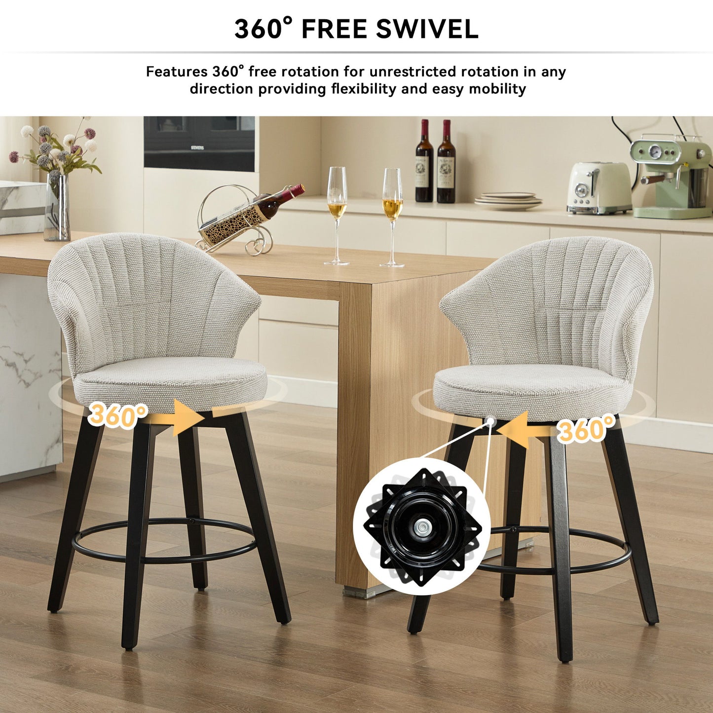Wing Back Swivel Bar Stools (Set of 2) Home Essentials