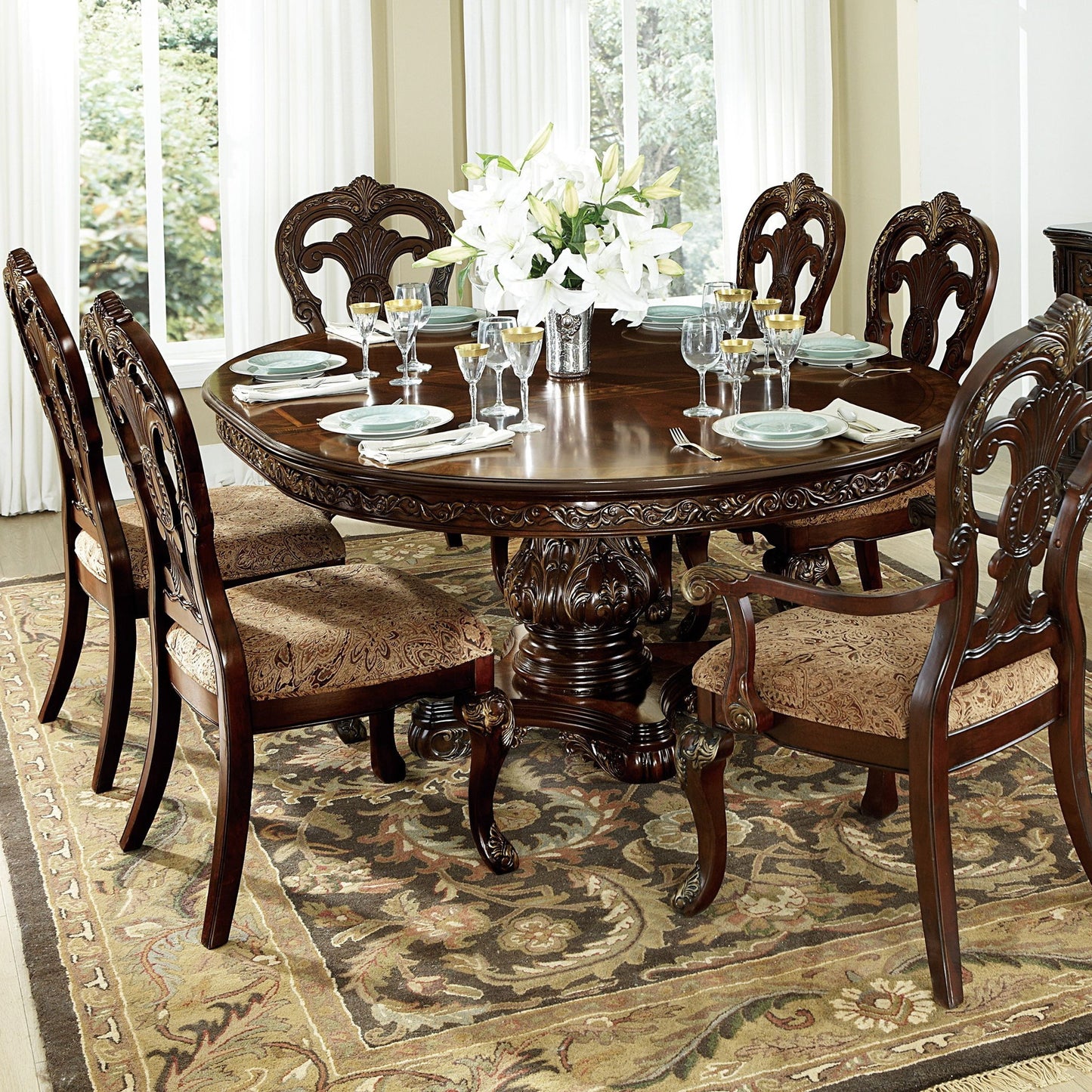 Elegant Style Beautiful Side Chairs 2 Piece Set Cherry With Tipping Fabric Upholstered Traditional Dining Furniture - Cherry Home Essentials