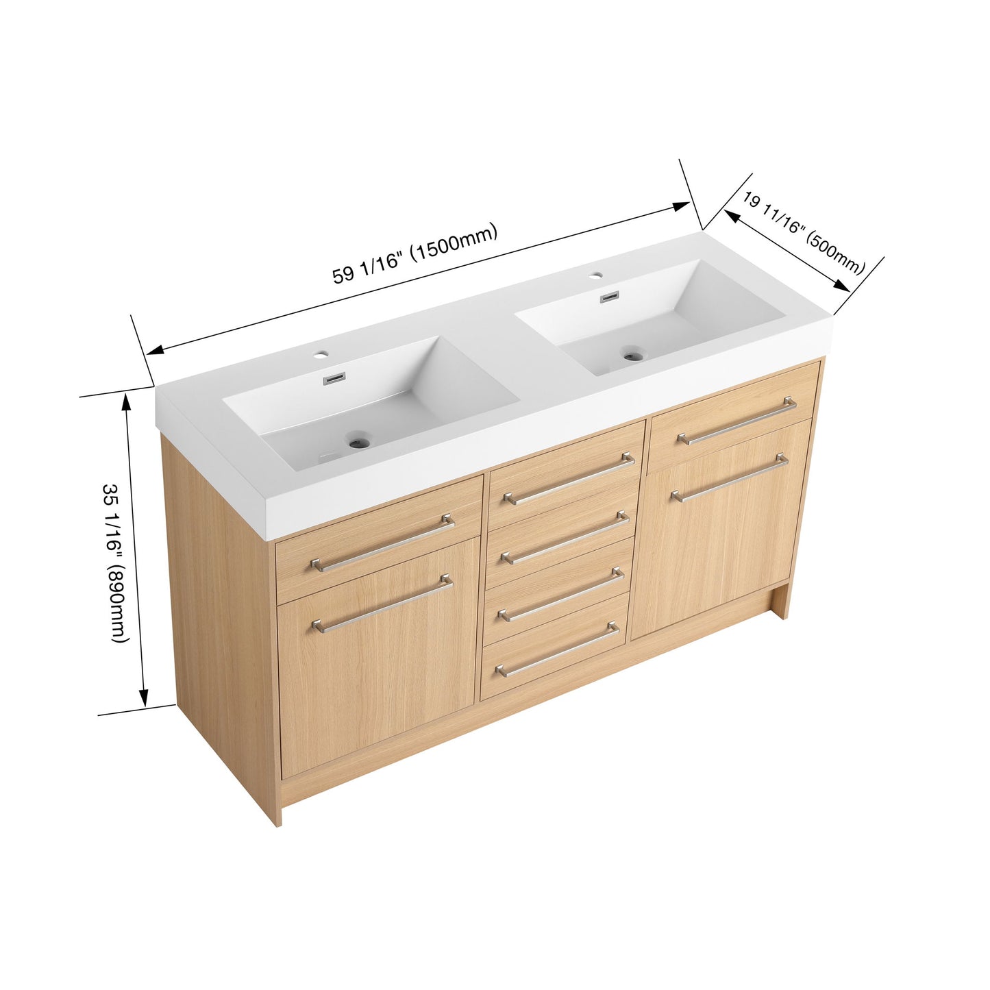 Freestanding Bathroom Vanity With Resin Sink, Soft-Closing Doors And Drawers Home Essentials