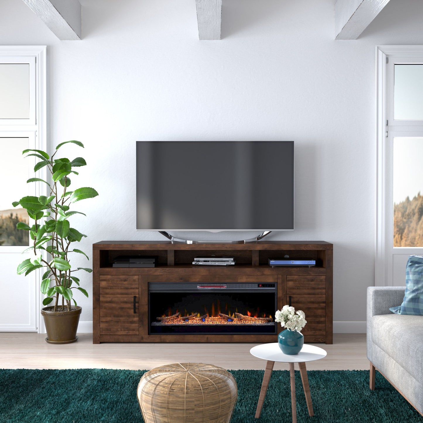 Sausalito - Electric Fireplace TV Stand Console For TVs Up To 95" - Whiskey Legends