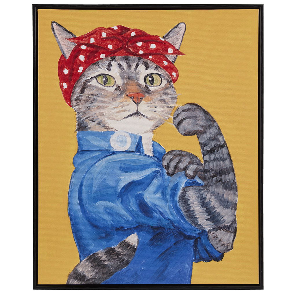 Pet Portrait - Rosie The Feline Framed Canvas Wall Art - Rosie Feline Madison Park