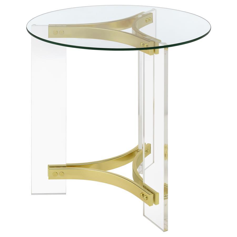 Janessa - Round Glass Top Acrylic Leg Table Coaster Fine Furniture