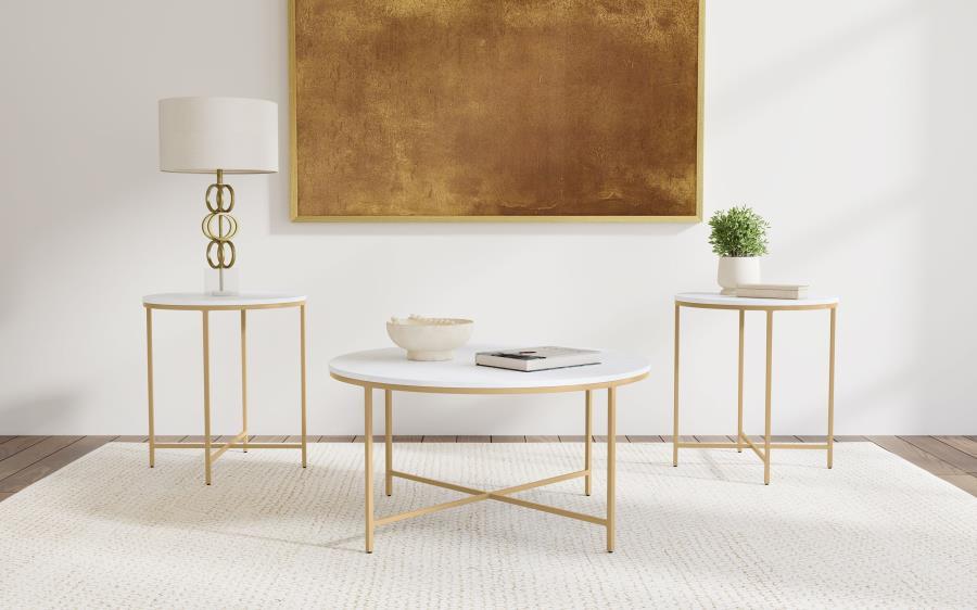 Ellison - Round Marble Coffee And End Table Set Coaster Fine Furniture