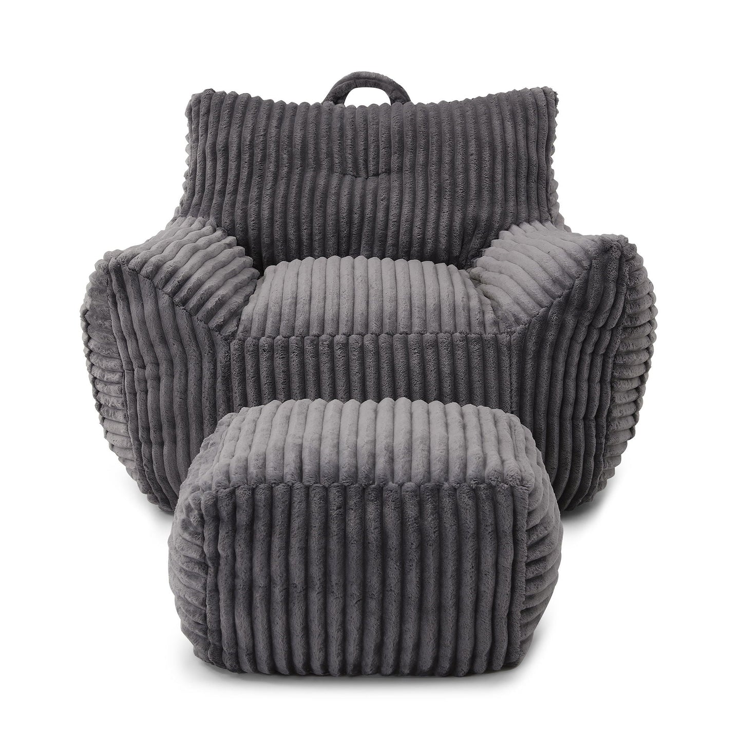 Giant Plush Bean Bag Chair With Armrests And Footstool Home Essentials