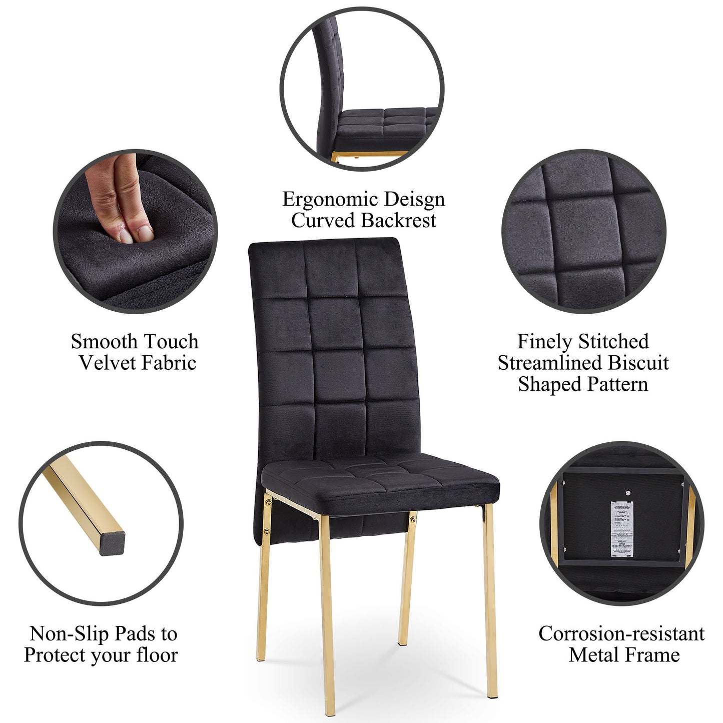Velvet High Back Nordic Dining Chair Modern Chair With Golden Color Legs Home Essentials