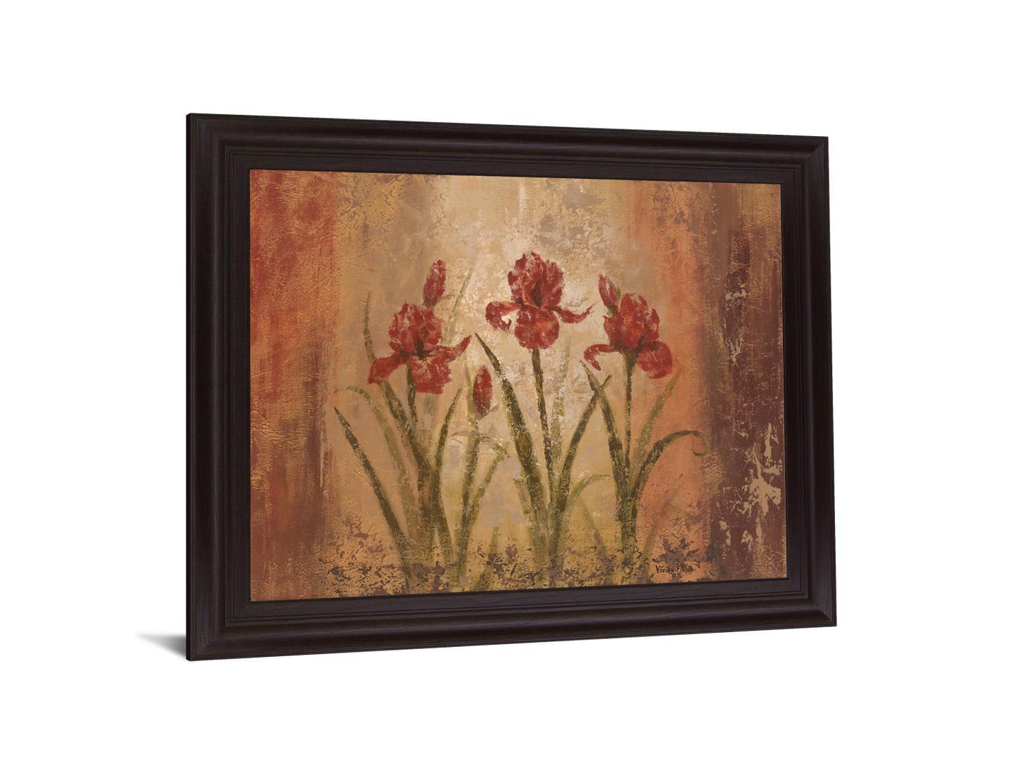 Rustic Crimson Irises - 28" x 34" Framed Wall Art Classy Art