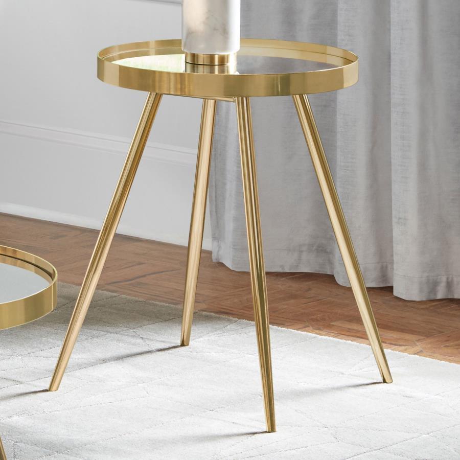 Kaelyn - Round Mirror Top End Table CoasterEssence
