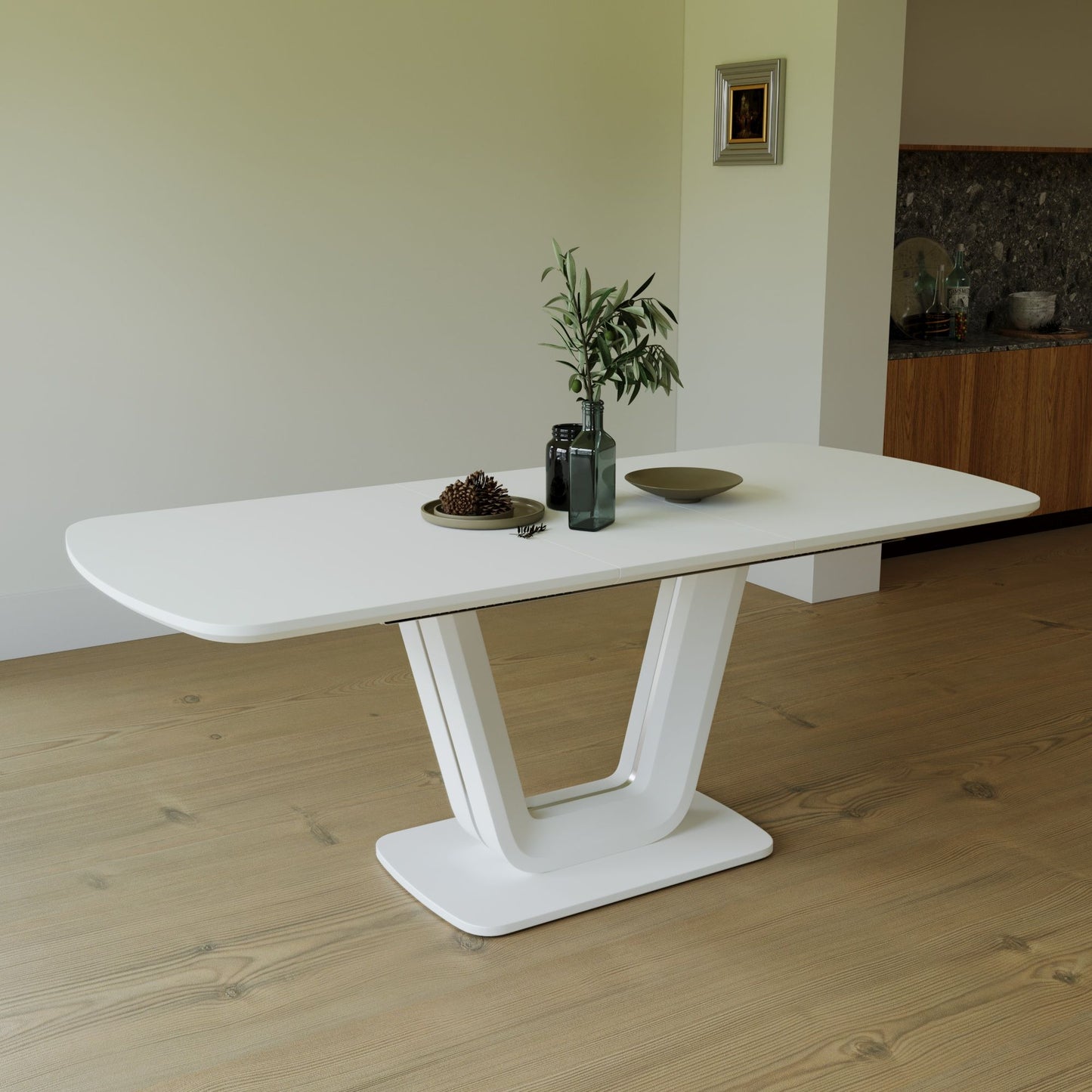 Modern Industrial Style Expandable Dining Table With U Shaped Legs - Antique Gray White Home Essentials