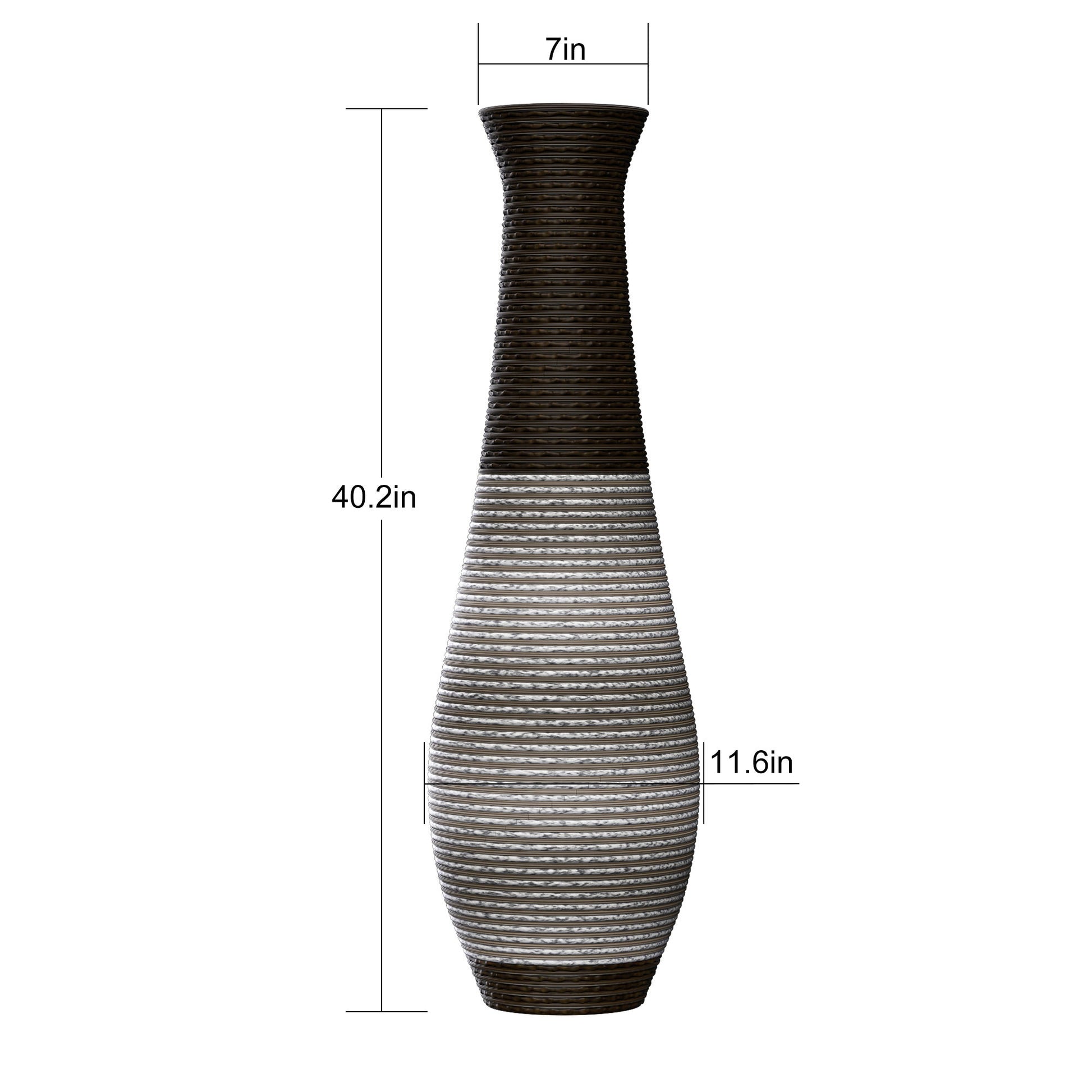 Tall Standing Designer Floor Vase Durable Artificial Rattan Elegant 2 Tone Finish Ideal Decor Accent For Living Room, Bedroom, Entryway Stylish Home Decor Statement Piece - Black / Gray Daily Nest