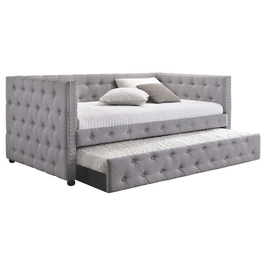 Mockern - Upholstered Twin Daybed With Trundle - Gray CoasterEssence