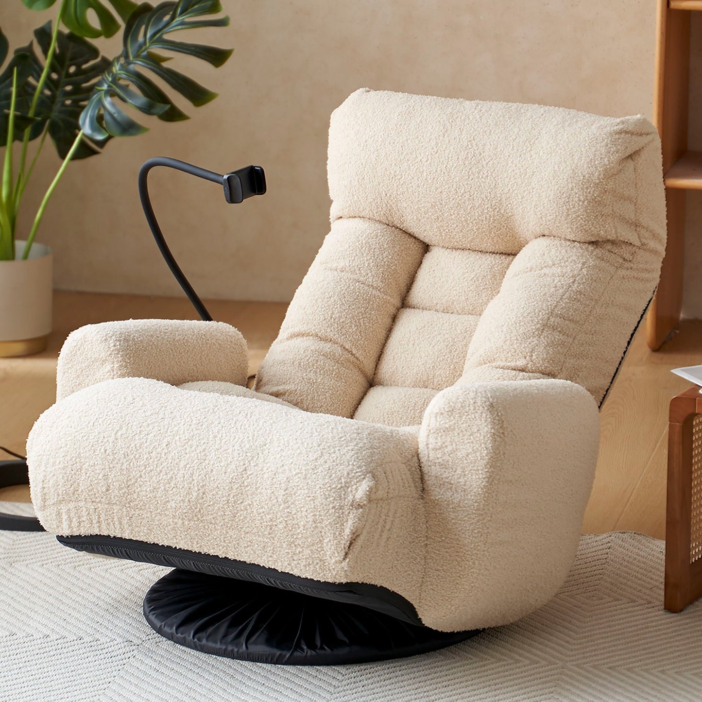 Adjustable Swivel Lounge Chair With 360 Degree Rotating Seat And Headrest Support Home Essentials