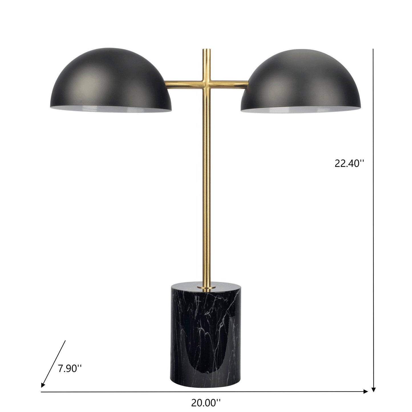 Nova - Hydro Table Lamp With On / Off Switch Double Lamp - Black / Gold / Marble Ashcroft Furniture