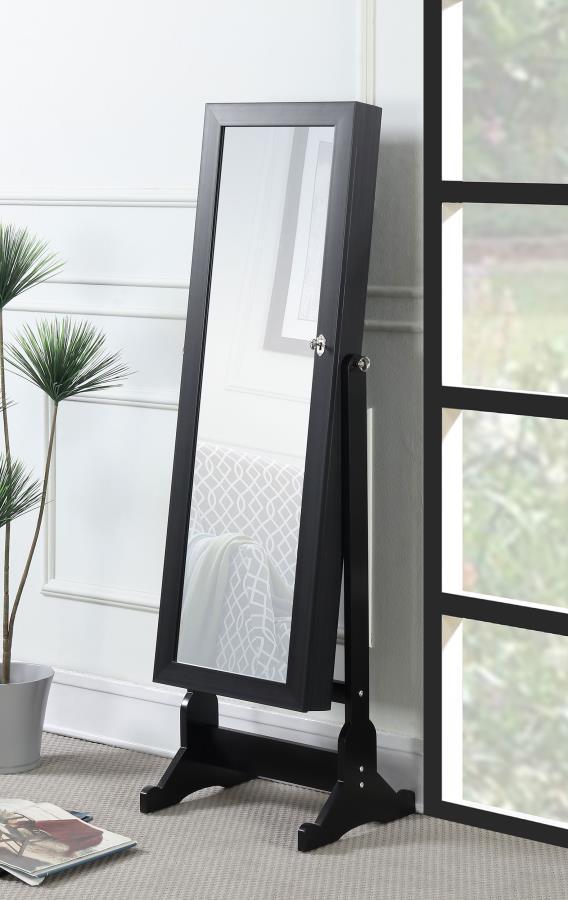 Tutuola - Cheval Mirror With Jewelry Storage - Black CoasterEveryday