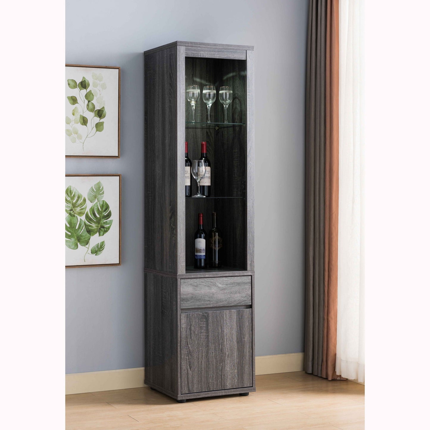 Modern Wine Showcasing Cabinet With Two Glass Shelves And Storage Cabinet Home Essentials