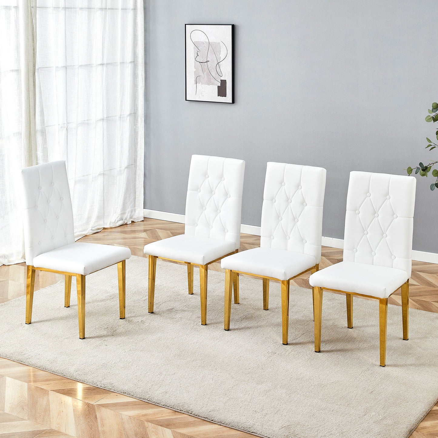 Vintage Style Armless Dining Chairs Set With Grid And Buckle Design Home Essentials