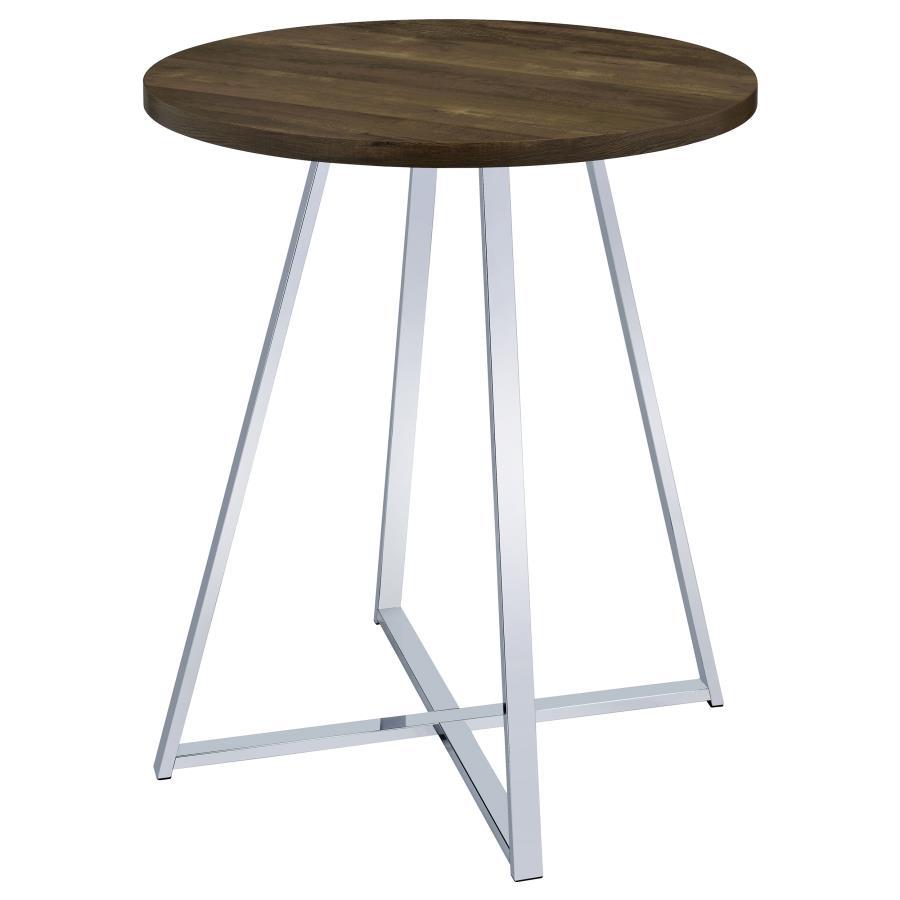 Burkhart - Round Pub Height Bistro Bar Table - Brown Oak CoasterEveryday