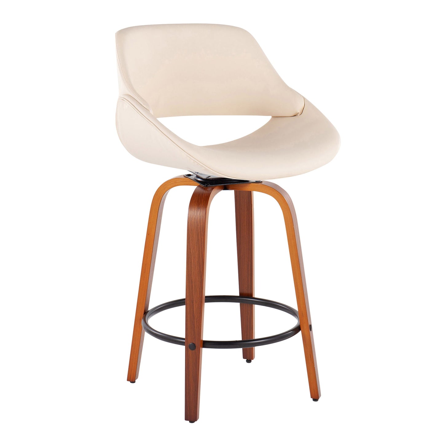 Fabrico - Mid Century Modern Fixed Height Counter Stool And Round Footrest (Set of 2) Lumi Source