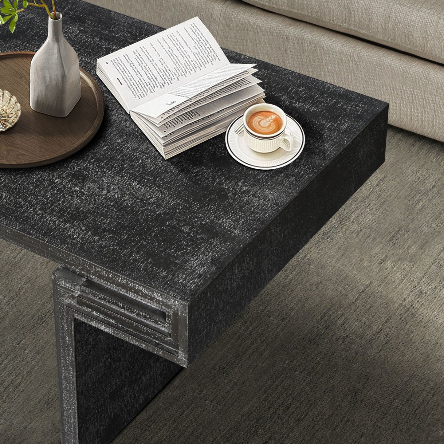 American Vintage Industrial Coffee Table, Double Tier Design Home Essentials