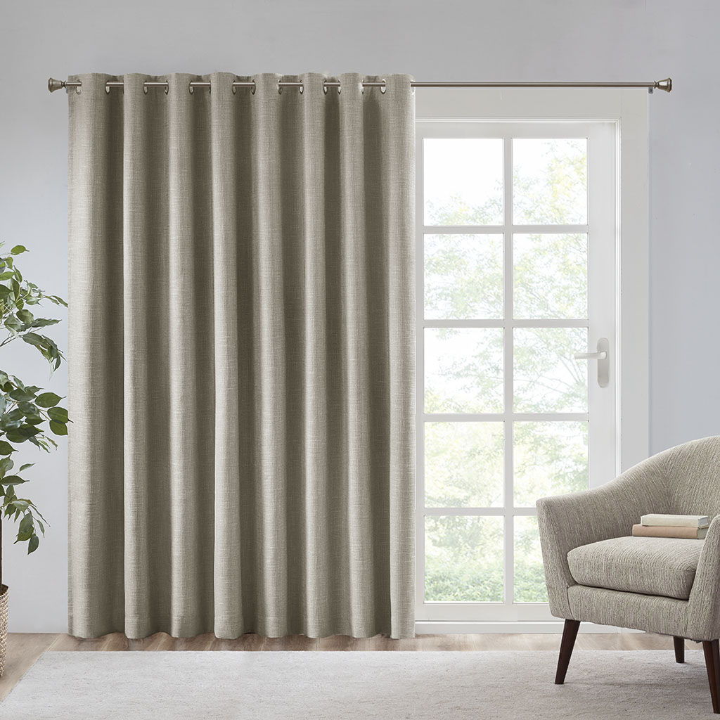 Maya - Printed Heathered Total Blackout Window Patio Panel - Taupe SunSmart