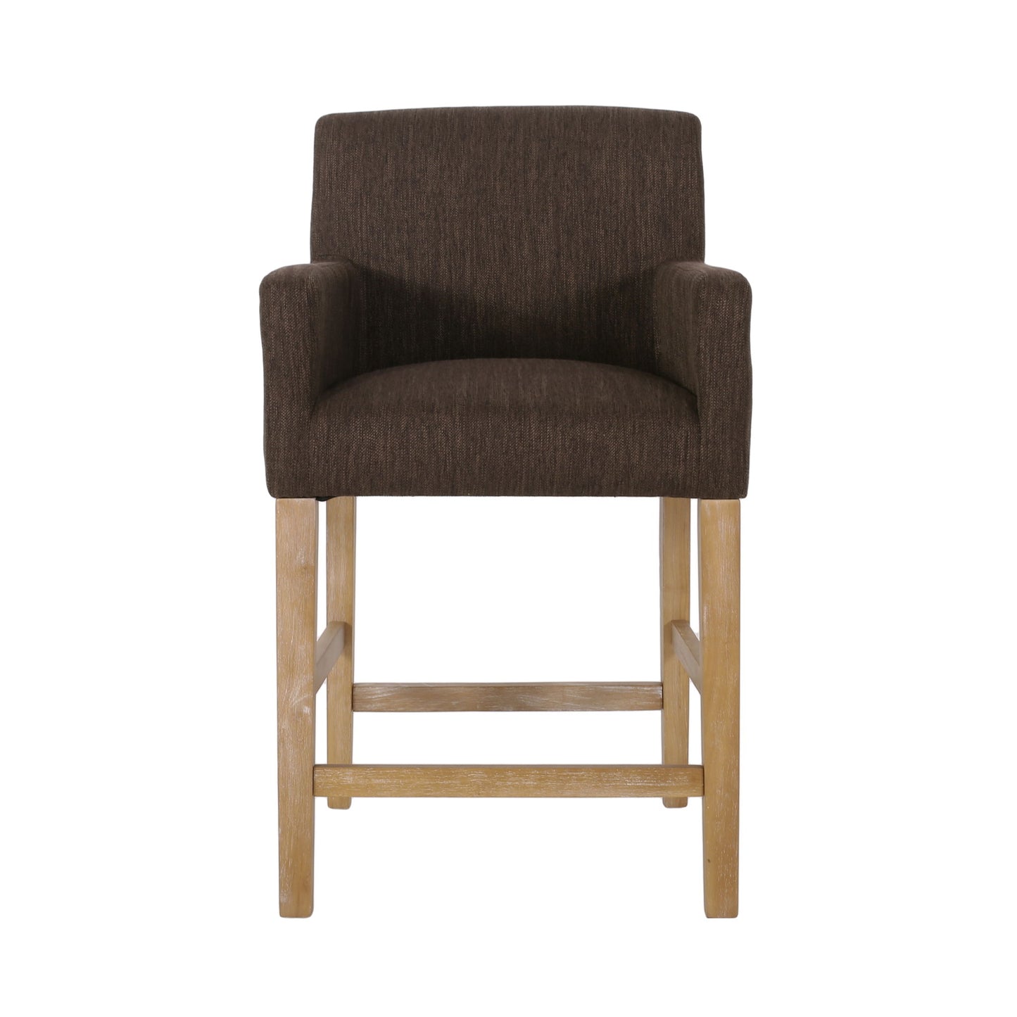 Charmed Upholstered Counter Stool With H Frame Base And Round Arms Noble House
