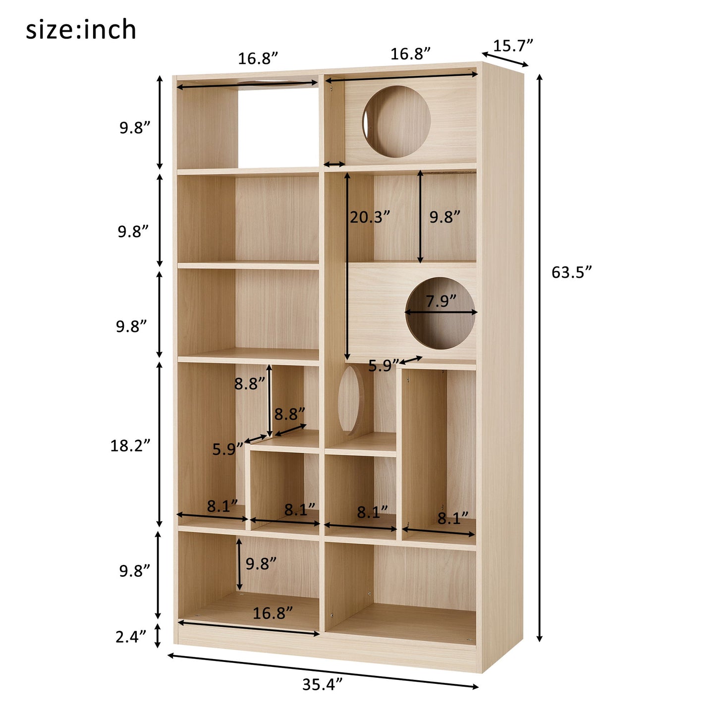 Furniture Style Cat Bookcase Cat Tree Shelves - Natural Daily Nest