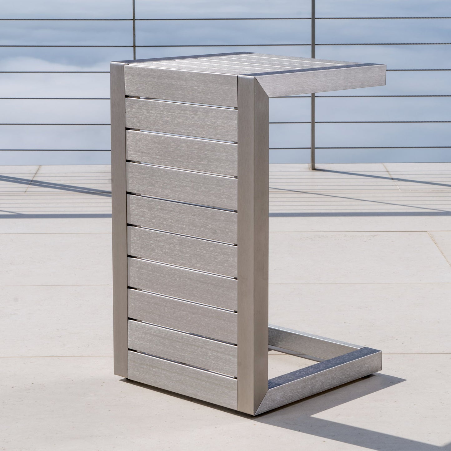 Aluminum Outdoor C - Shaped Side Table For Patio Noble House