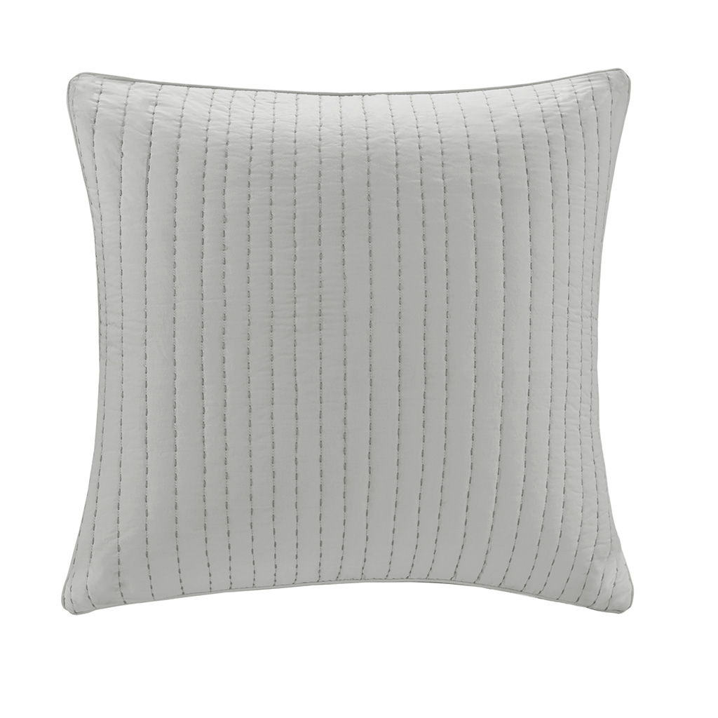 Camila - Quilted Euro Sham - Gray INK+IVY