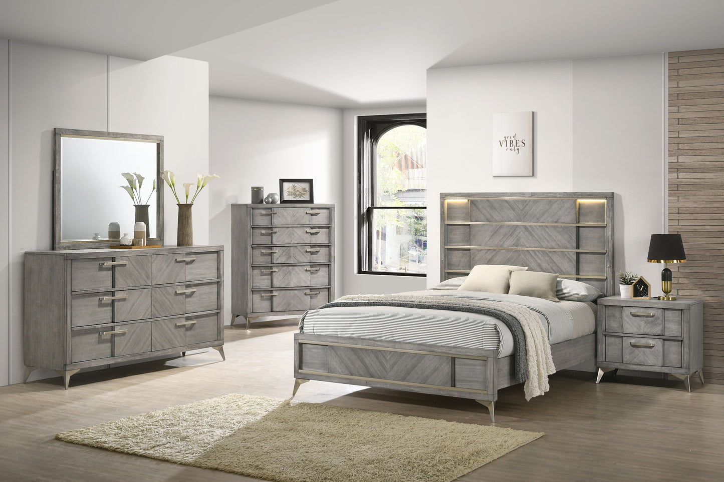 Storage Bed With Bookmatched Veneer Bernards Furniture