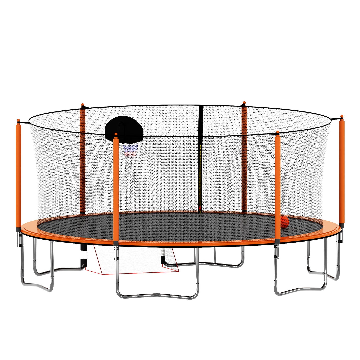 16Ft Trampoline With Basketball Hoop Pump And Ladder (Inner Safety Enclosure) With Soccer Goal Daily Nest