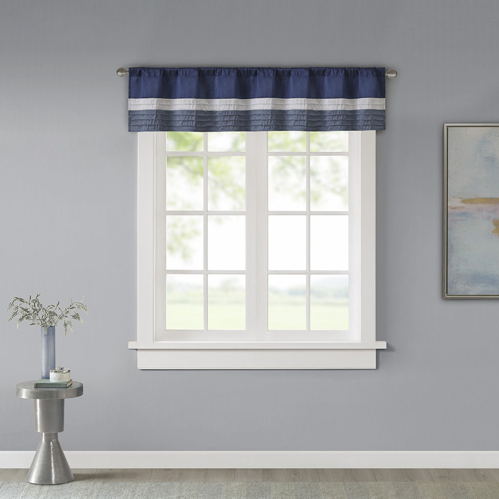 Amherst - Polyoni Pintuck Window Valance - Navy Madison Park