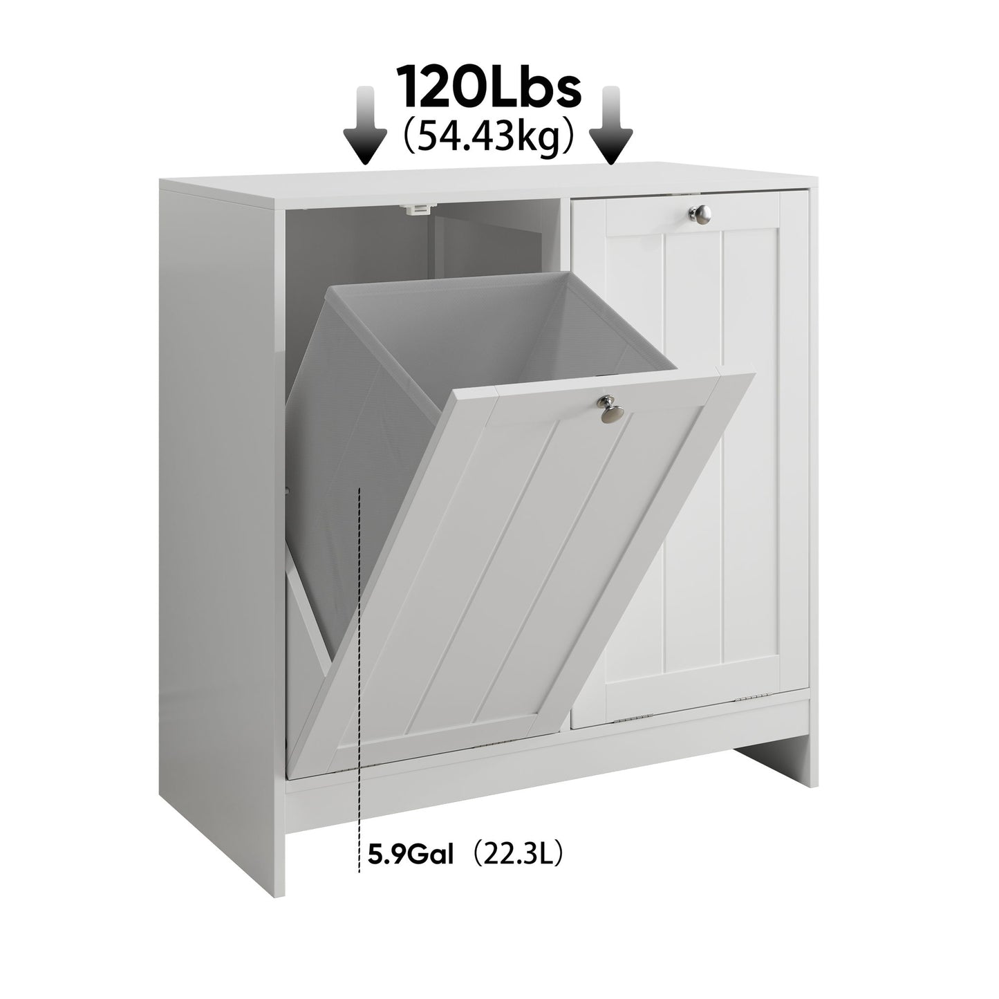 Tilted Laundry Hamper With Removable Basket, Hidden Laundry Hamper, Bathroom Storage Cabinet, Free Standing Organizer - White Home Essentials