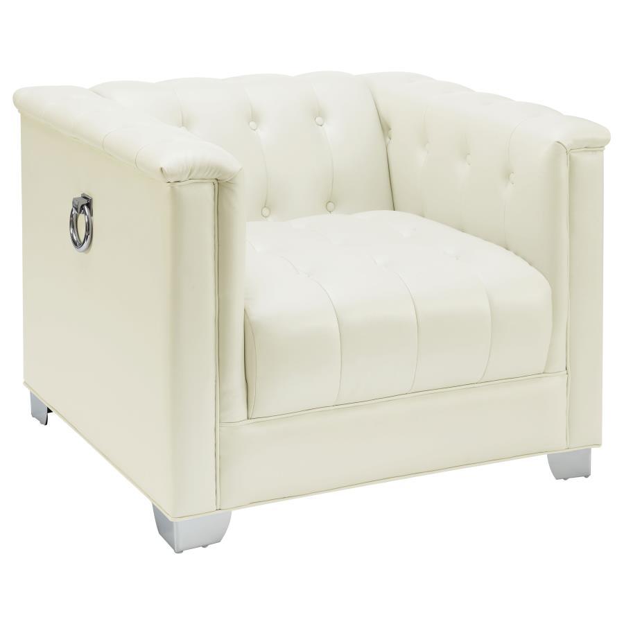 Chaviano - Upholstered Track Arm Accent Chair - Pearl White CoasterElevations