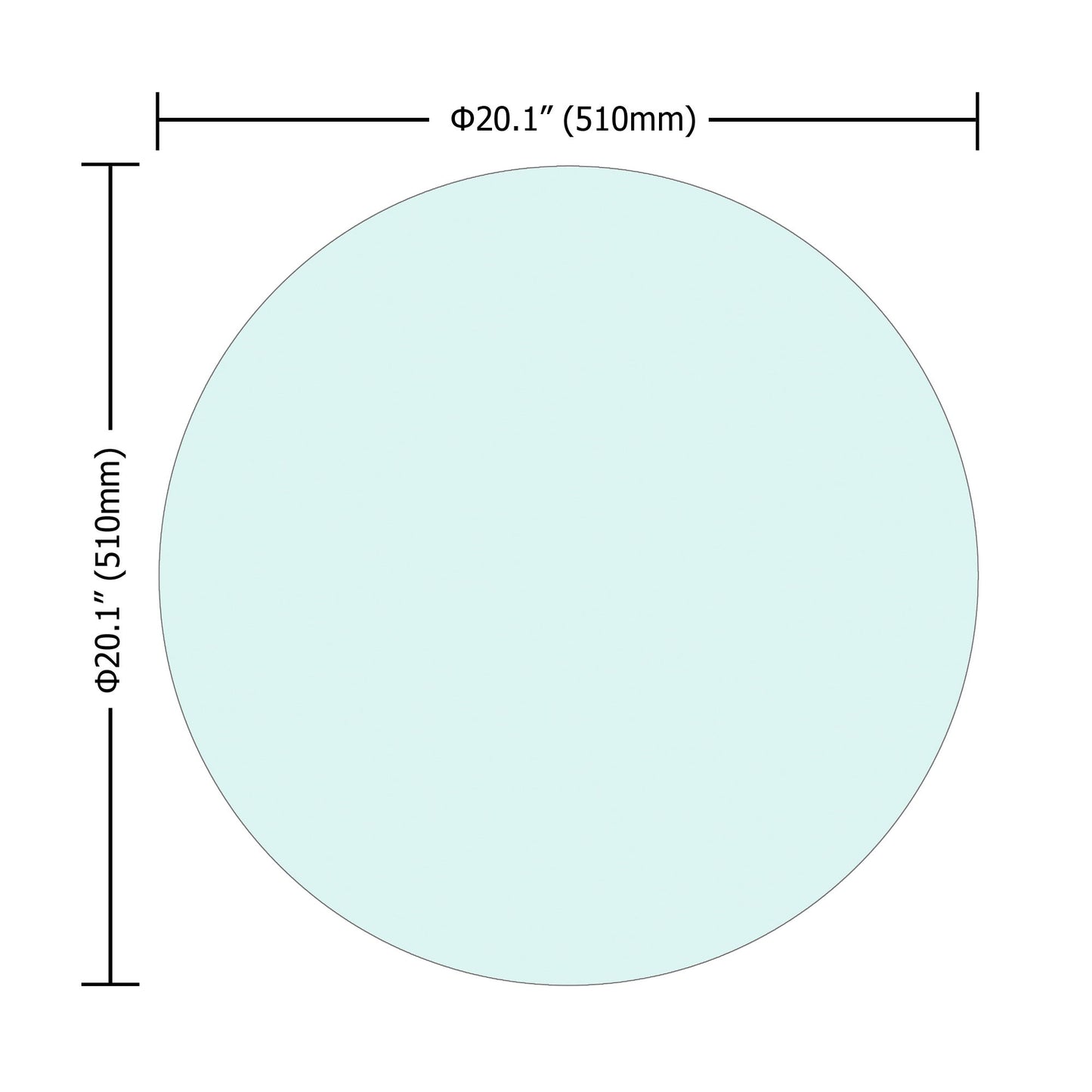 20" Round Tempered Glass Table Top Clear Glass 1 / 4" Thick Flat Polished Edge - Transparent Home Essentials