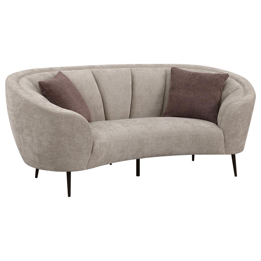 Ellorie - Upholstered Channel Back Curved Loveseat - Beige Coaster Fine Furniture