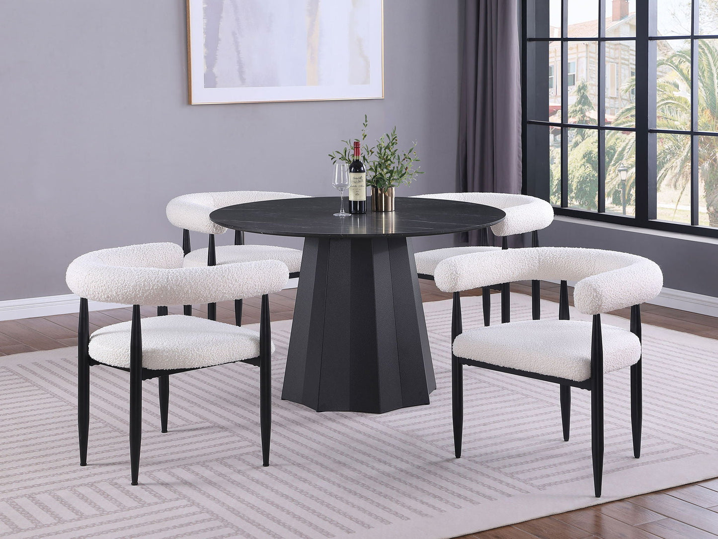 Camden - 5 Piece Round Faux Marble Top Dining Table Set - Black Coaster Fine Furniture
