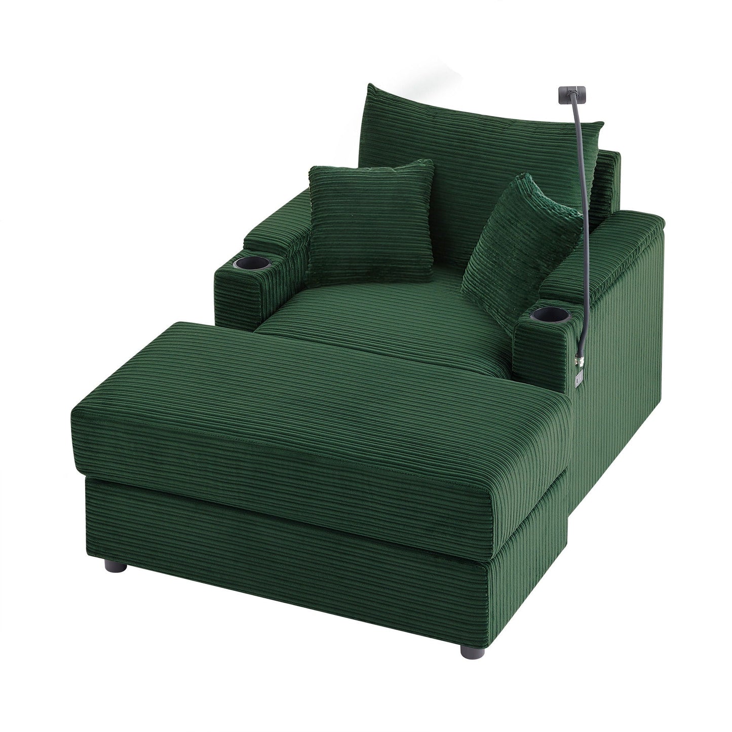 Modern Style Loveseat Sofa Sectional Sofa Couch With Storage Space, A Movable Ottoman, Two USB Ports, Two Cup Holders, A Phone Holder For Living Room Hearth and Haven