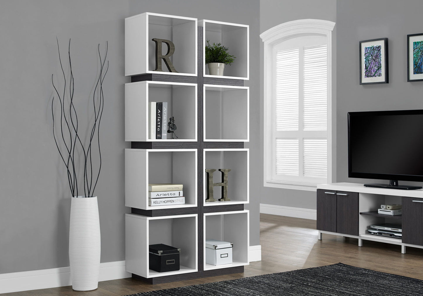 Bookshelf, Bookcase, Etagere, 5 Tier, For Office, Contemporary & Modern - White 8th Street