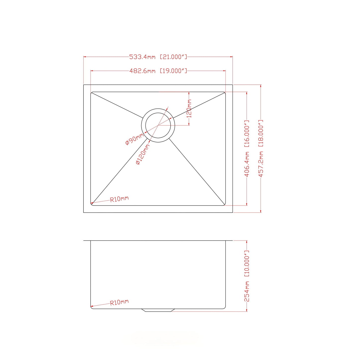 Undermount Steel Kitchen Sink, Deep Single Bowl Basin Daily Nest