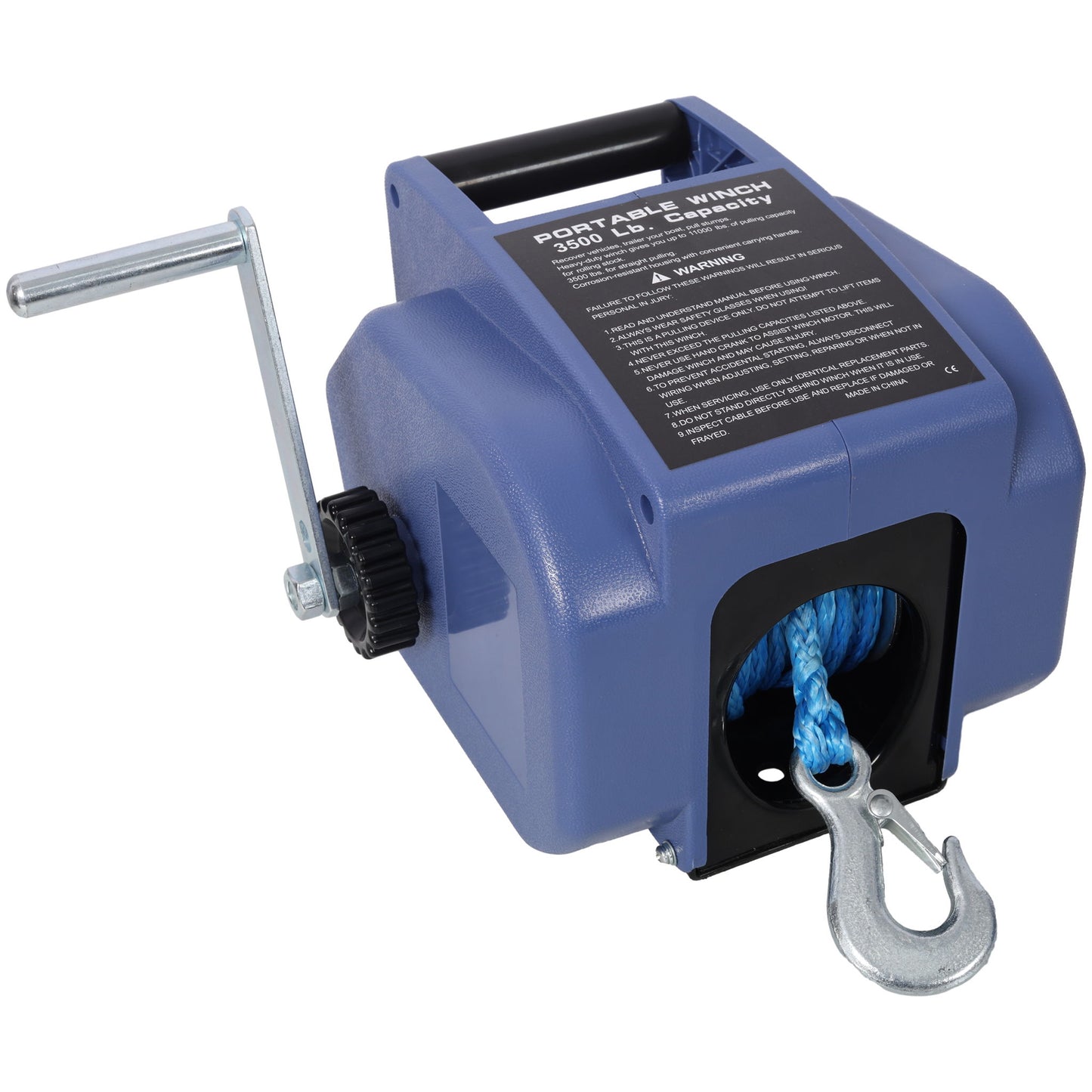 Reversible 12V Electric Trailer Winch For Boats Up To 6000 Lbs With Synthetic Rope And Extra Pulley Hook - Blue Daily Nest