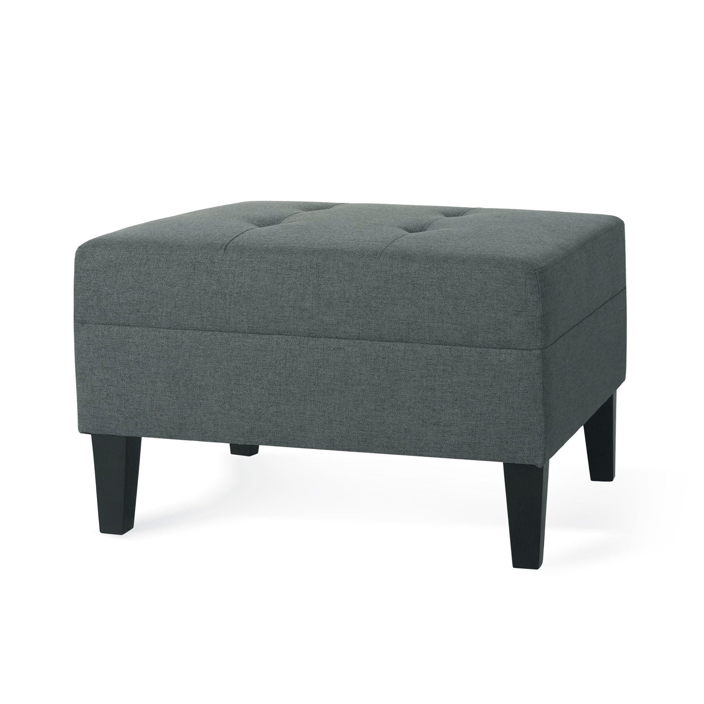 Classic Fabric Ottoman With Birch Wood Legs And High Quality Foam Padding - Charcoal Noble House