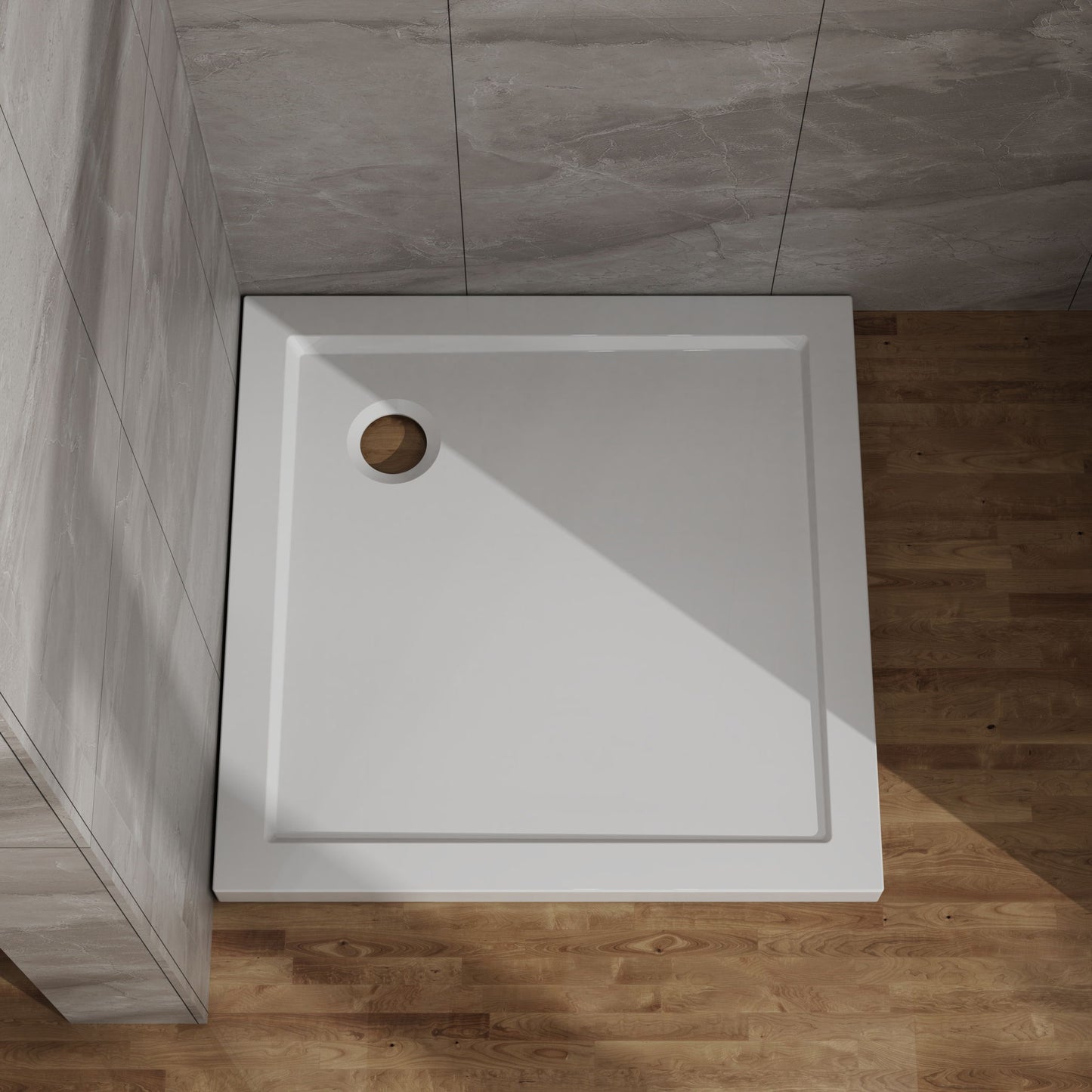 In Corner Drain Shower Base Daily Nest
