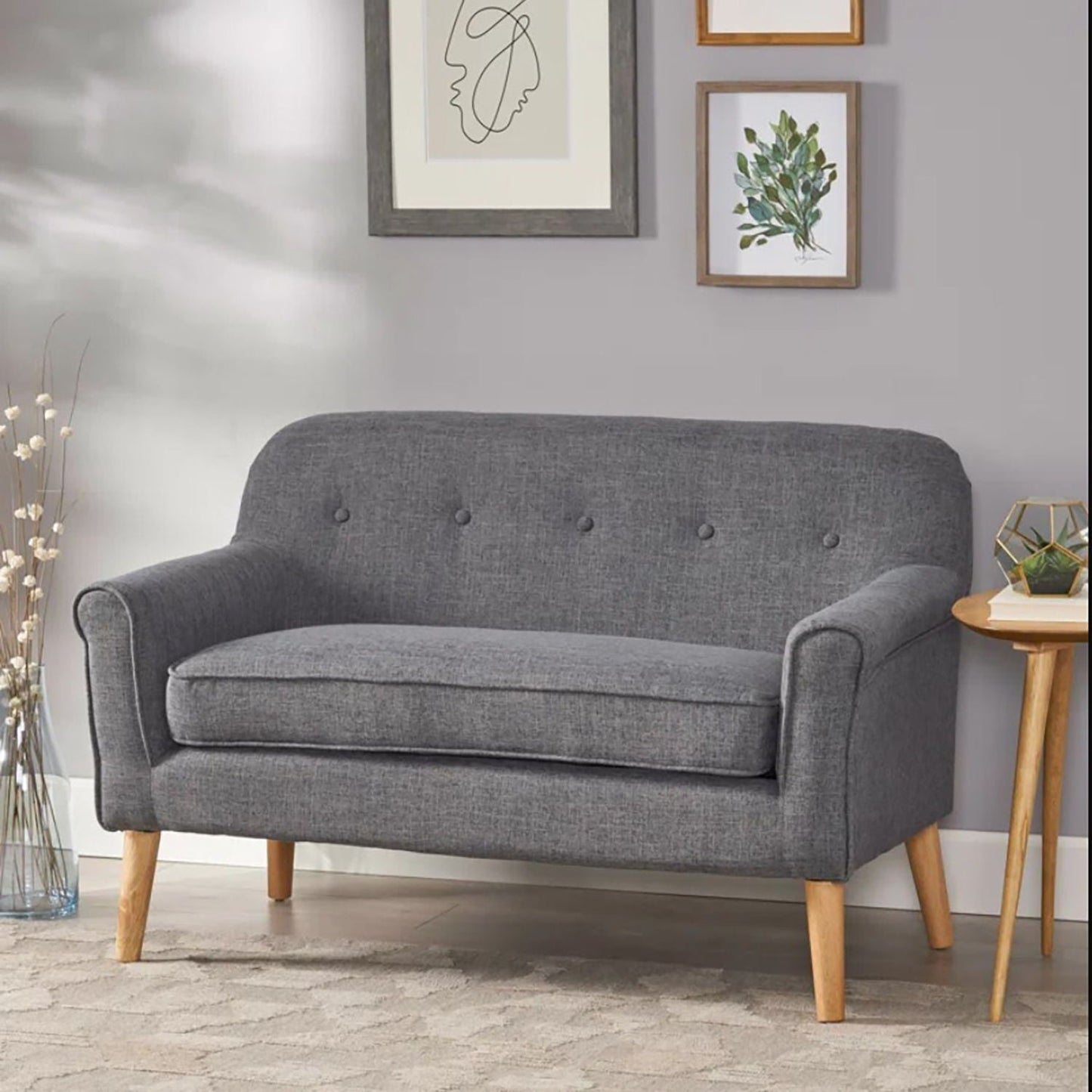 Classic Loveseat With Rolled Armrests And Button Tufting Noble House