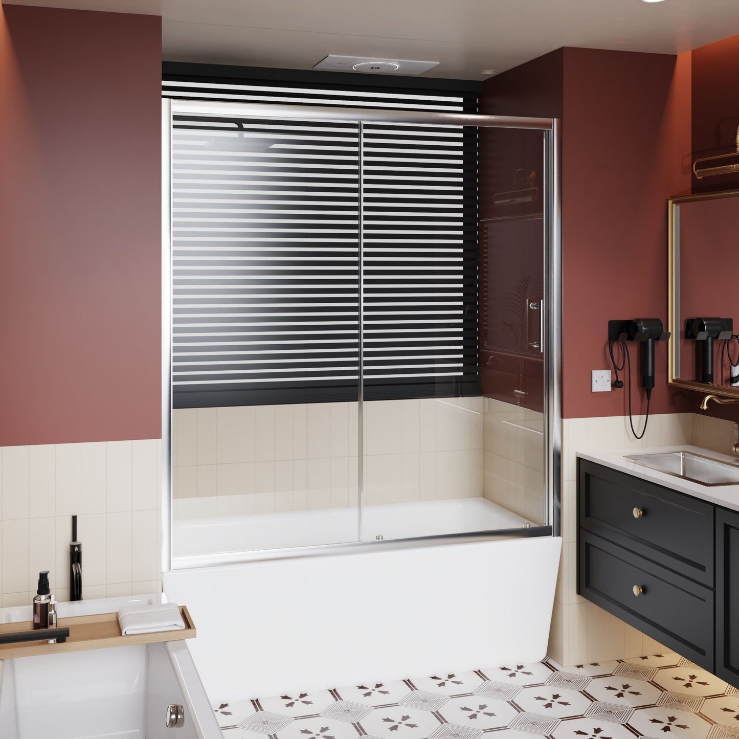 Single Sliding Shower Door For Bathtub With And Handle - Chrome Daily Nest