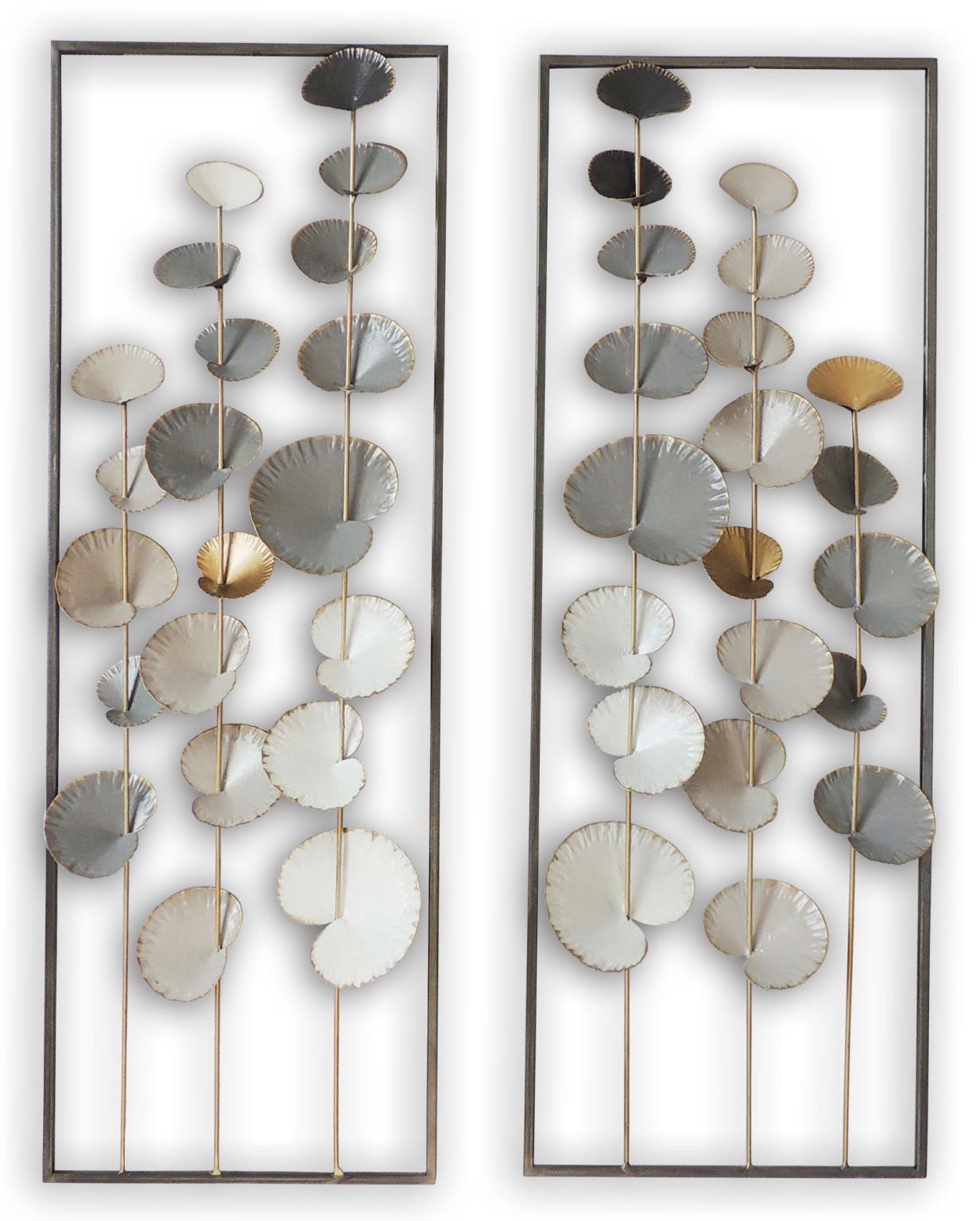 12x35 Metal Wall Decor - Pearl Silver Classy Living