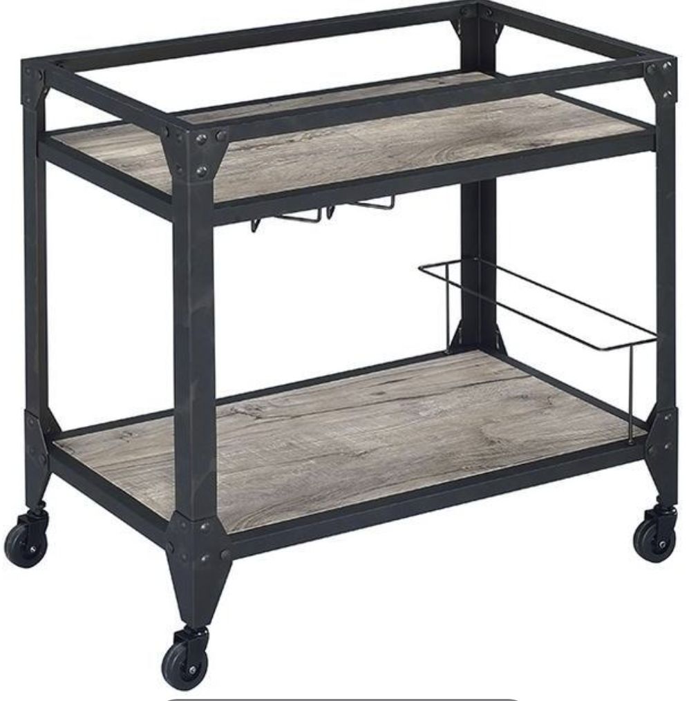 Jorgensen - Serving Cart - Rustic Oak / Charcoal Acme